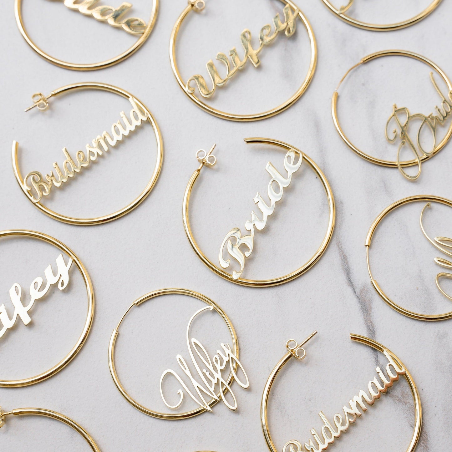 Bride Script Hoops - PREORDER JEWELRY The Sis Kiss