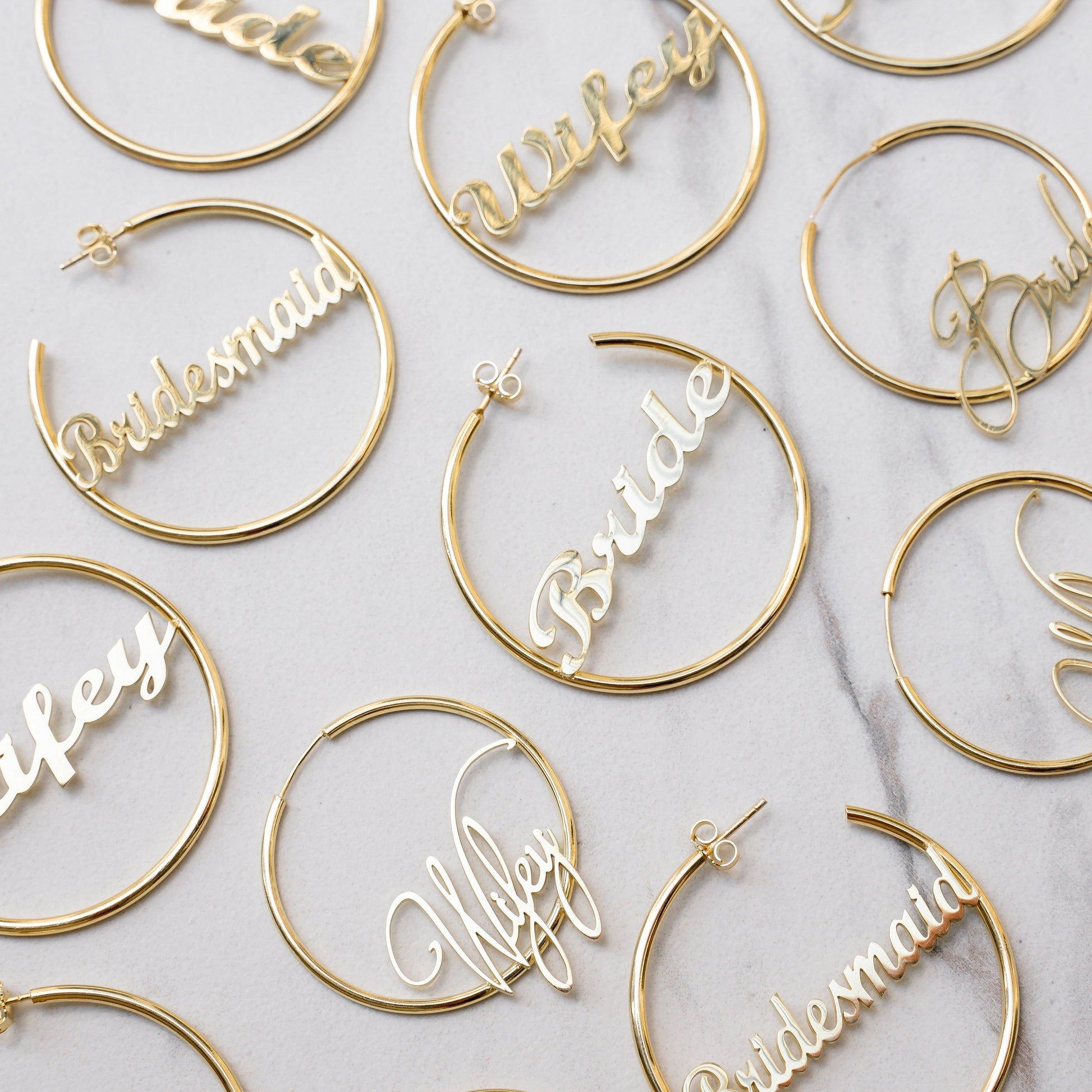Bride Script Hoops - PREORDER JEWELRY The Sis Kiss