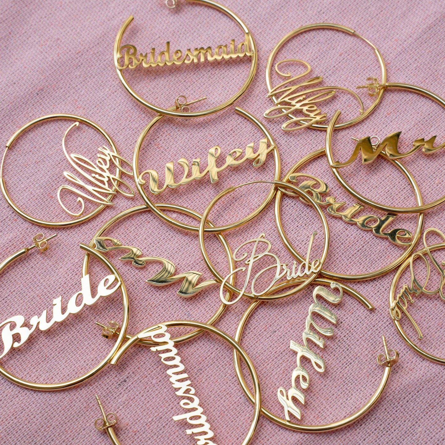 Bride Signature Script Hoops - PREORDER JEWELRY The Sis Kiss