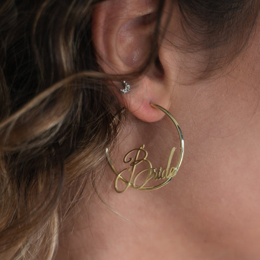 Bride Signature Script Hoops - PREORDER JEWELRY The Sis Kiss