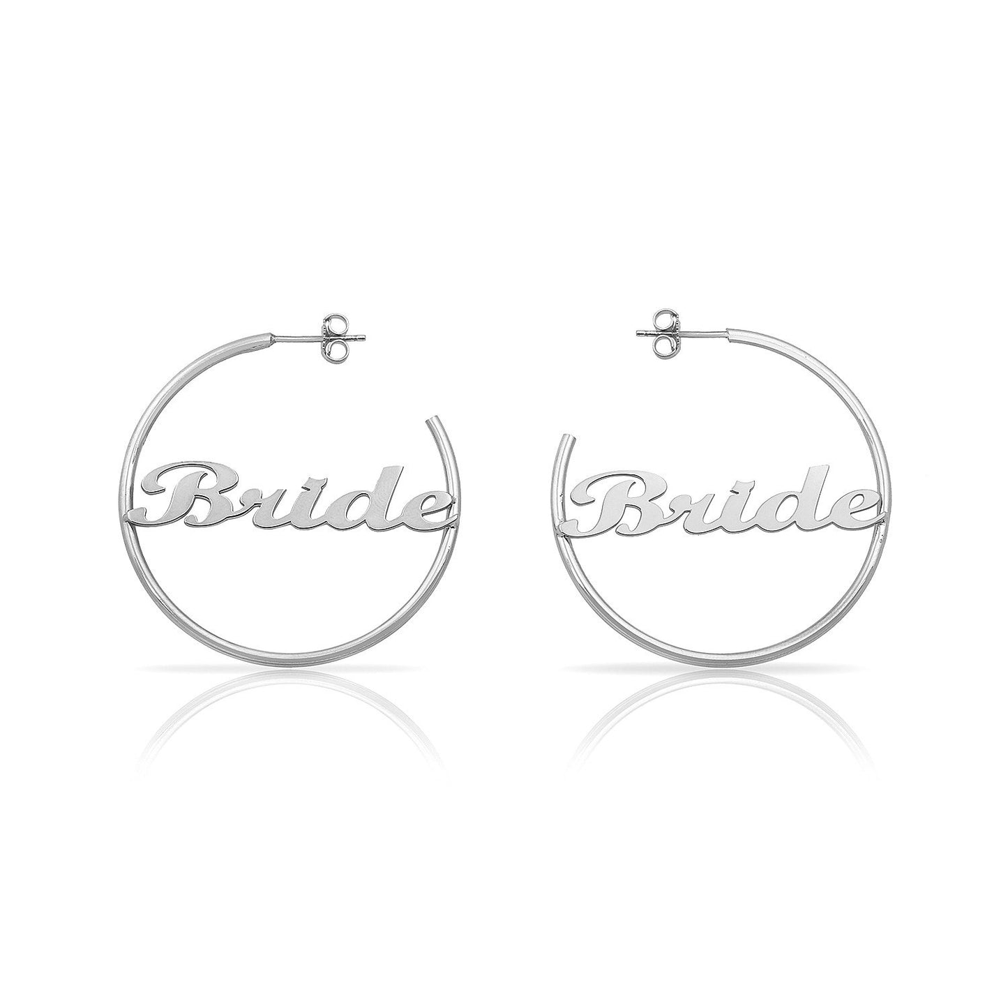 Bride Script Hoops JEWELRY The Sis Kiss Silver