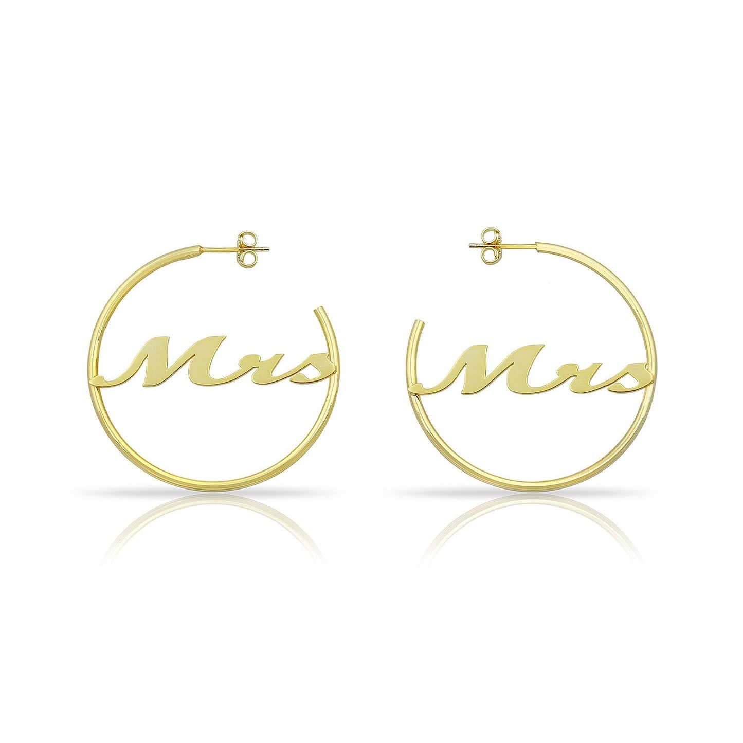 Mrs. Script Hoops JEWELRY The Sis Kiss Gold