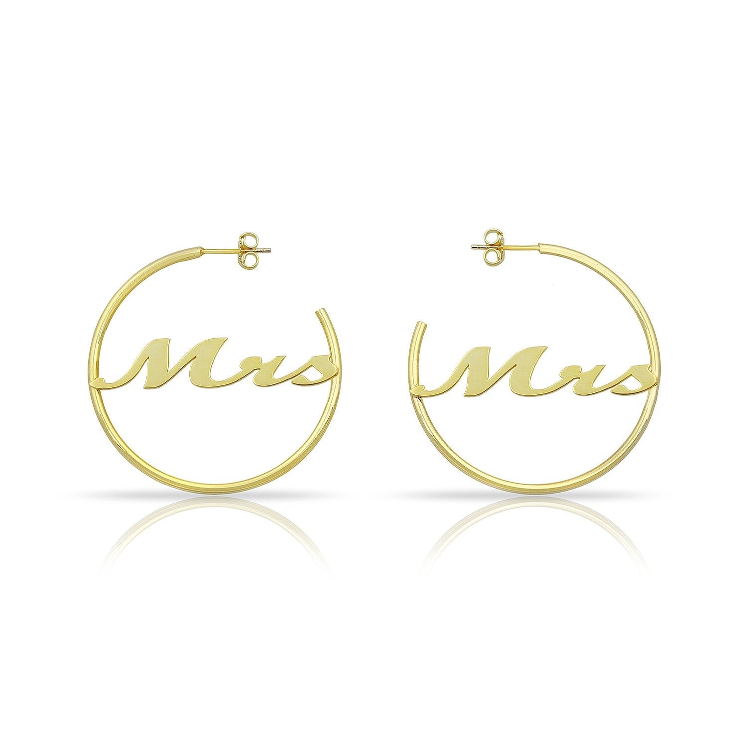 Mrs. Script Hoops JEWELRY The Sis Kiss Gold