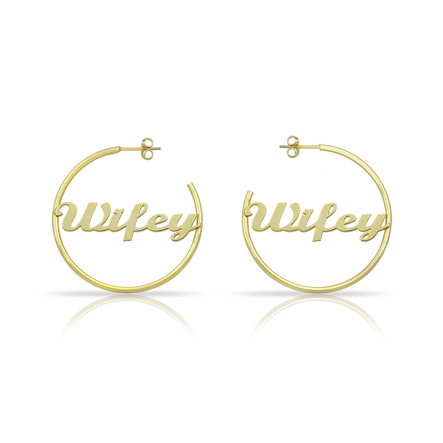 Wifey Script Hoops JEWELRY The Sis Kiss Gold