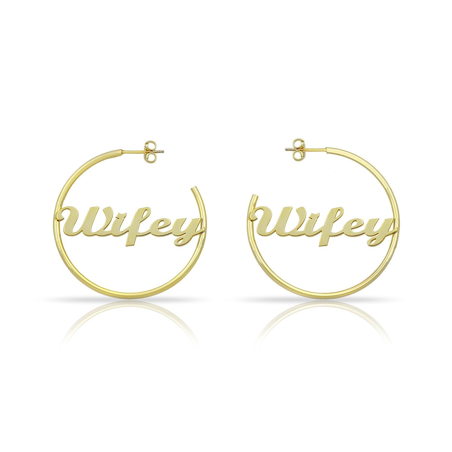 Wifey Script Hoops JEWELRY The Sis Kiss Gold