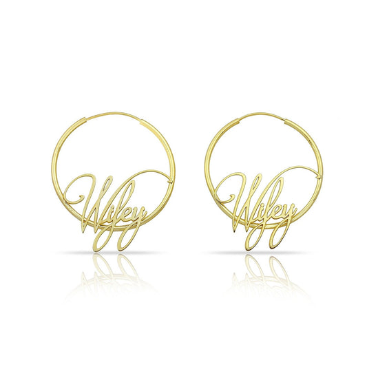 Wifey Signature Script Hoops JEWELRY The Sis Kiss Gold