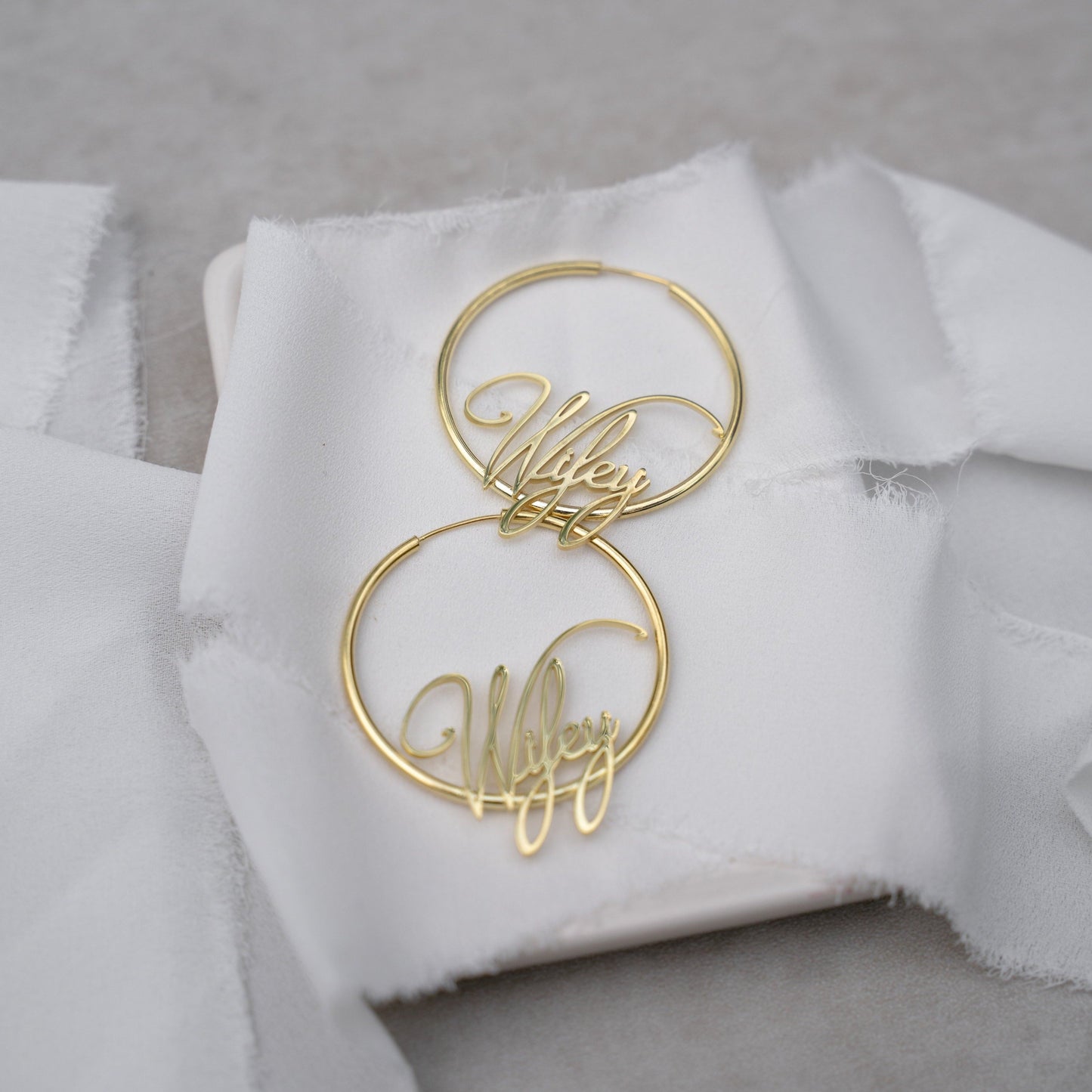 Wifey Signature Script Hoops - PREORDER JEWELRY The Sis Kiss Gold