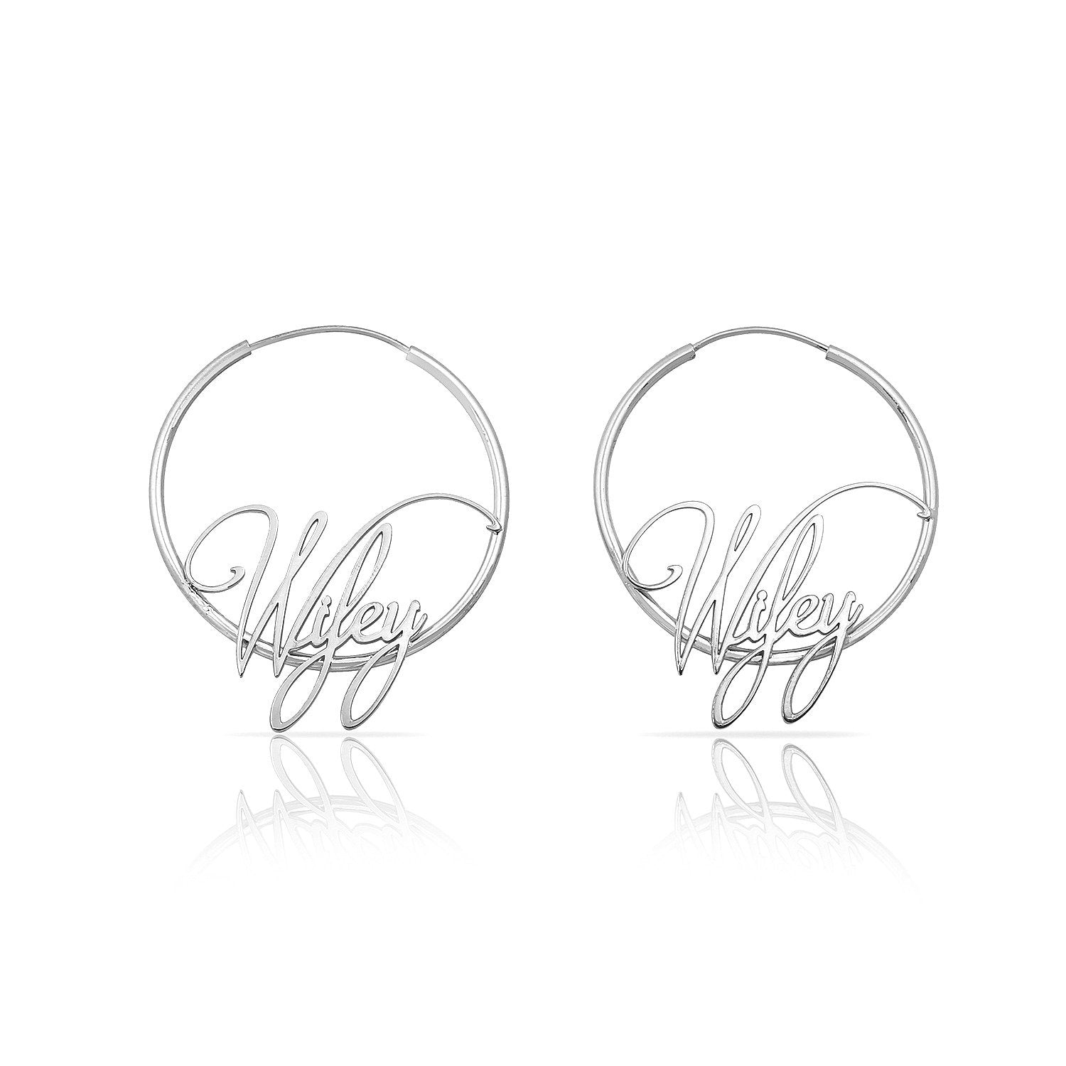 Wifey Signature Script Hoops JEWELRY The Sis Kiss Silver