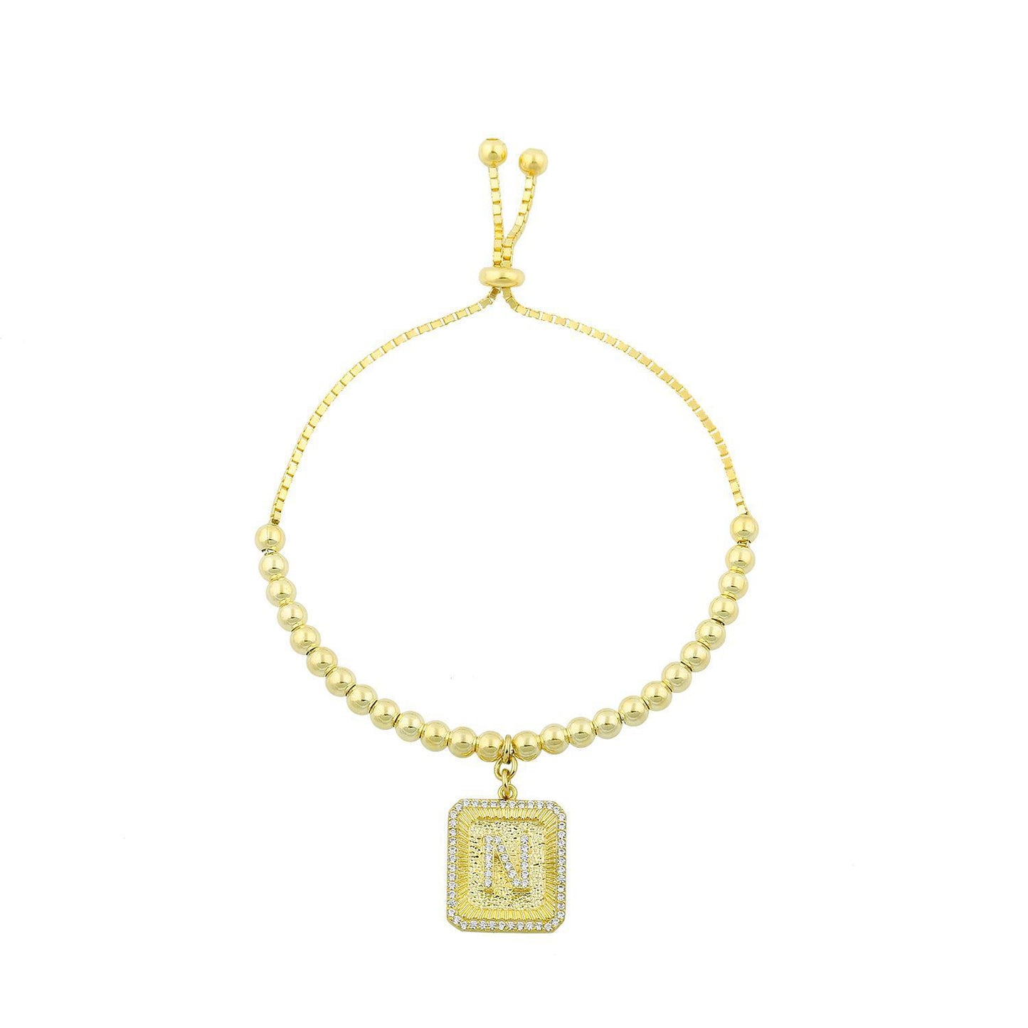Square Initial Bracelet in Gold JEWELRY The Sis Kiss