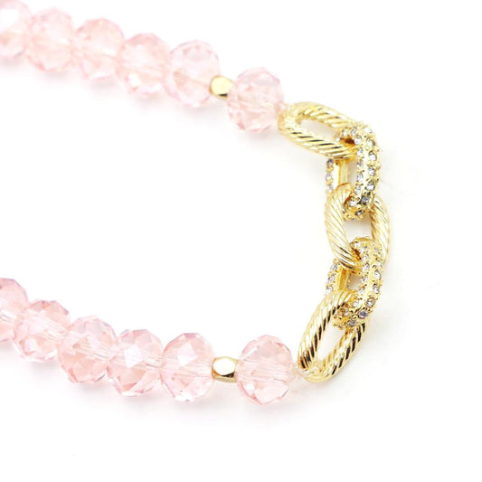 Pink Hero Bead and Gold Bracelet JEWELRY Joyce