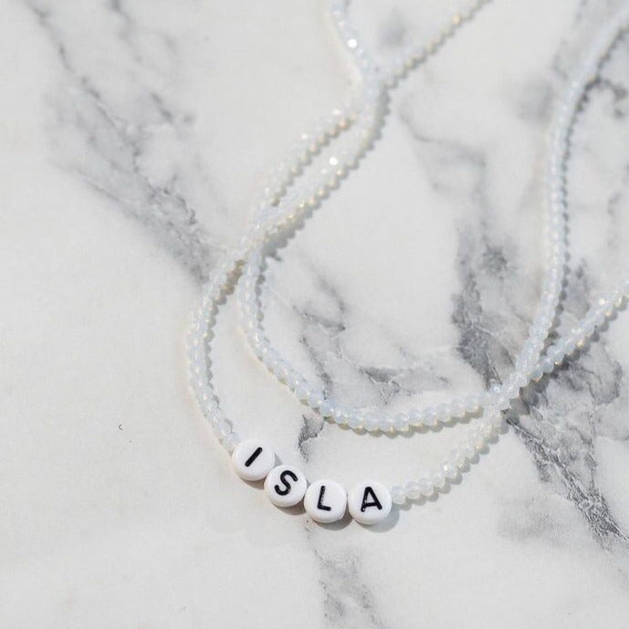Customized Moonstone Beaded Necklace JEWELRY The Sis Kiss