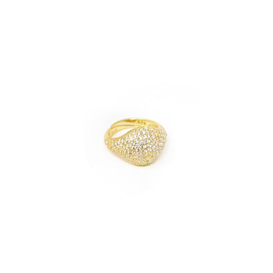 Adjustable Crystal Pavé Signet Ring JEWELRY The Sis Kiss