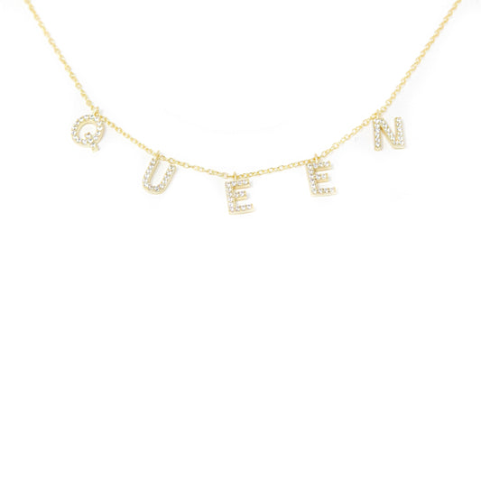 Ready To Ship It's All in a Nameâ„¢ Necklace JEWELRY The Sis Kiss Queen Gold with Crystals