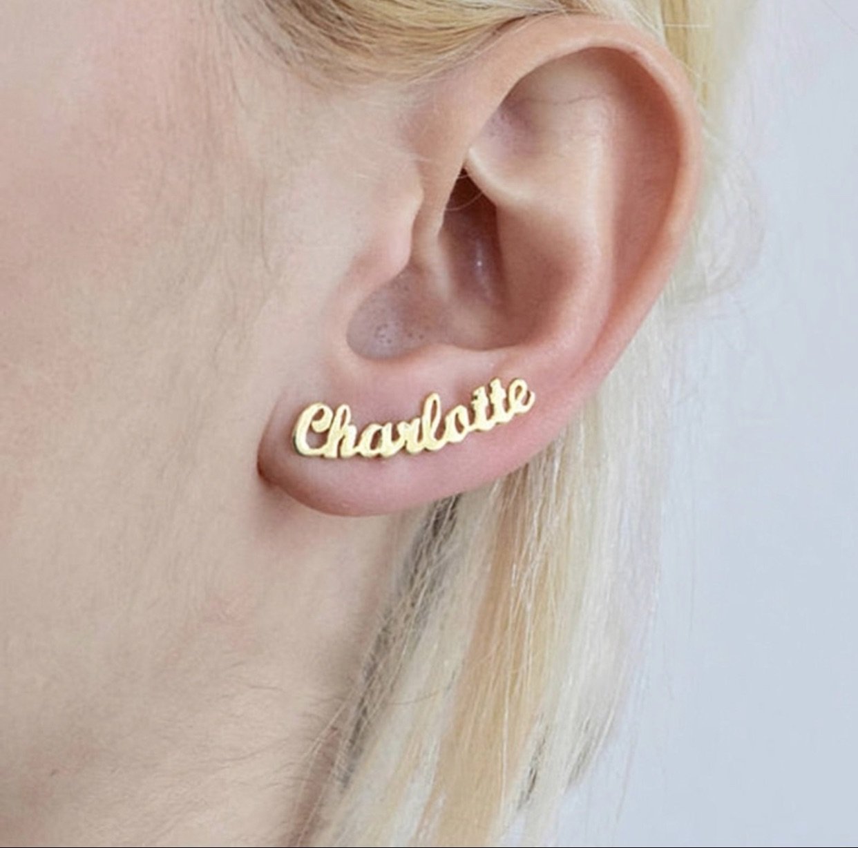 Custom Name Earring Crawlers JEWELRY The Sis Kiss Gold
