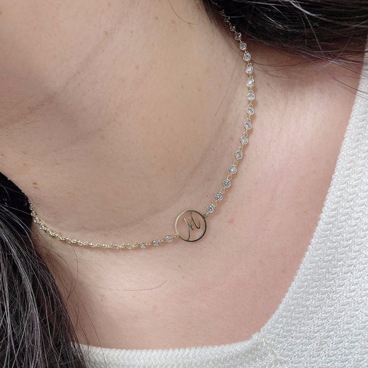 Script Initial and Crystal Choker JEWELRY The Sis Kiss