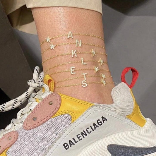 Initial and Star Anklet JEWELRY The Sis Kiss