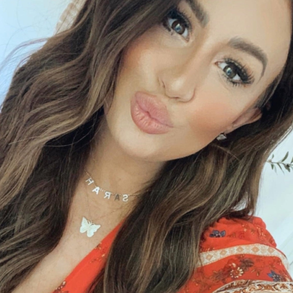 Butterfly Crystal Initial Necklace JEWELRY The Sis Kiss