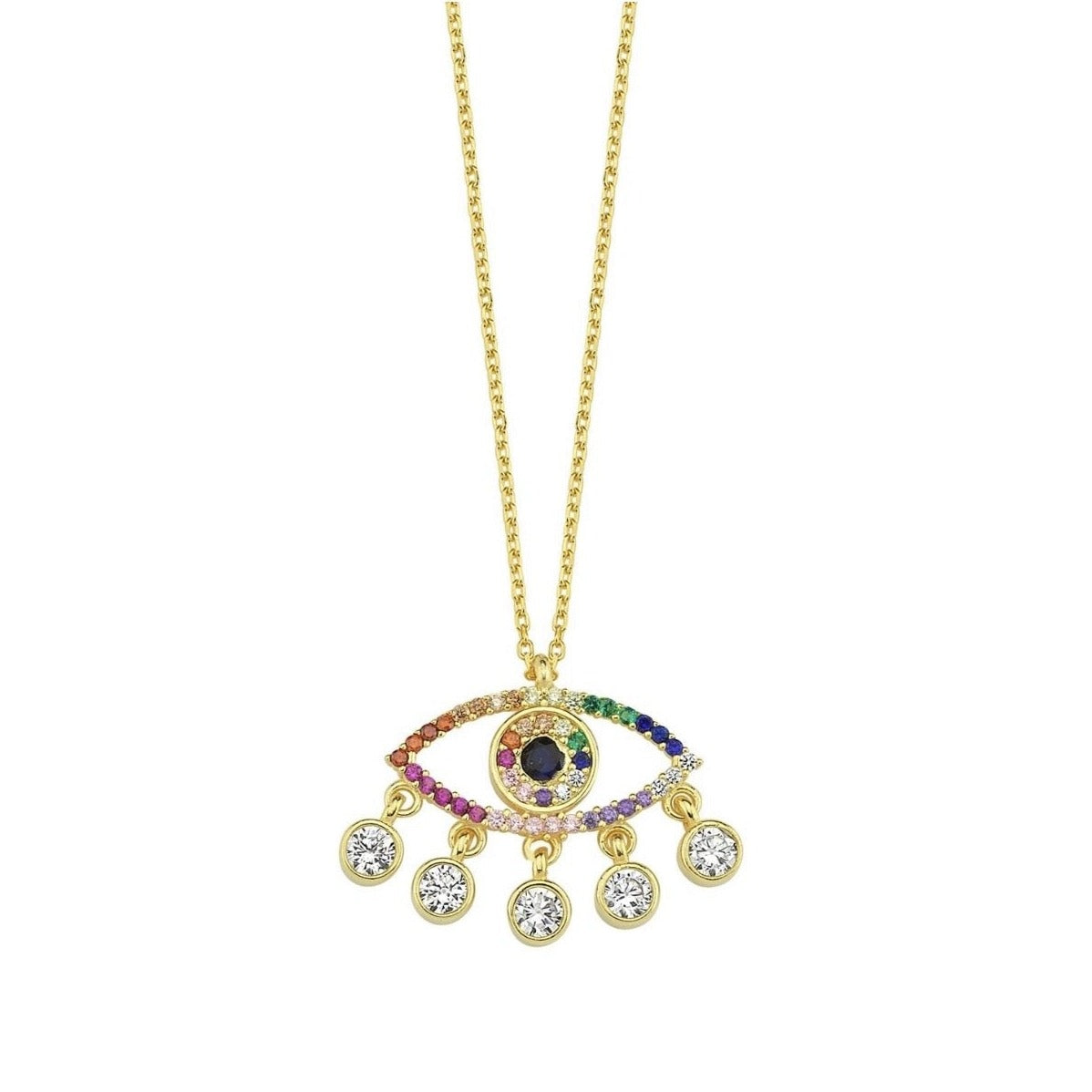 Evil Eye Charm Drop Necklace JEWELRY The Sis Kiss
