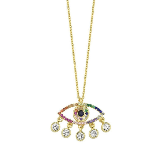 Evil Eye Charm Drop Necklace JEWELRY The Sis Kiss