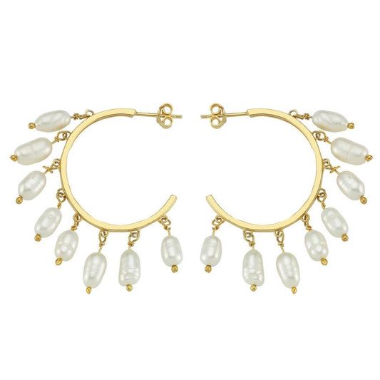 Pearl Charm Hoop Earrings JEWELRY The Sis Kiss