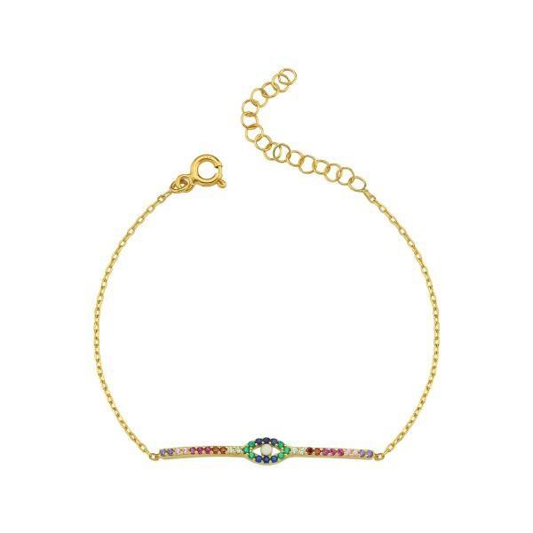 Rainbow Bar Evil Eye Bracelet JEWELRY The Sis Kiss