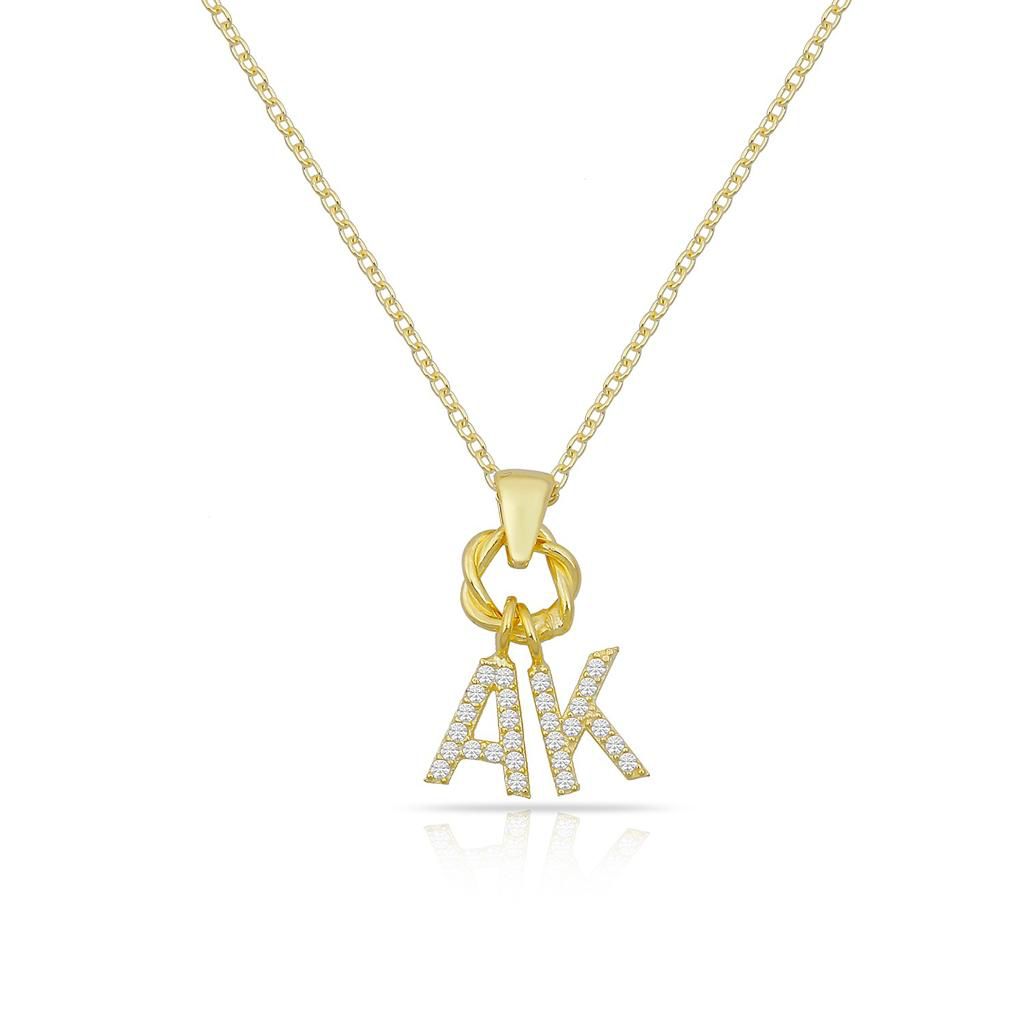 Custom Initial Charm Necklace Three initials Gold with Crystals