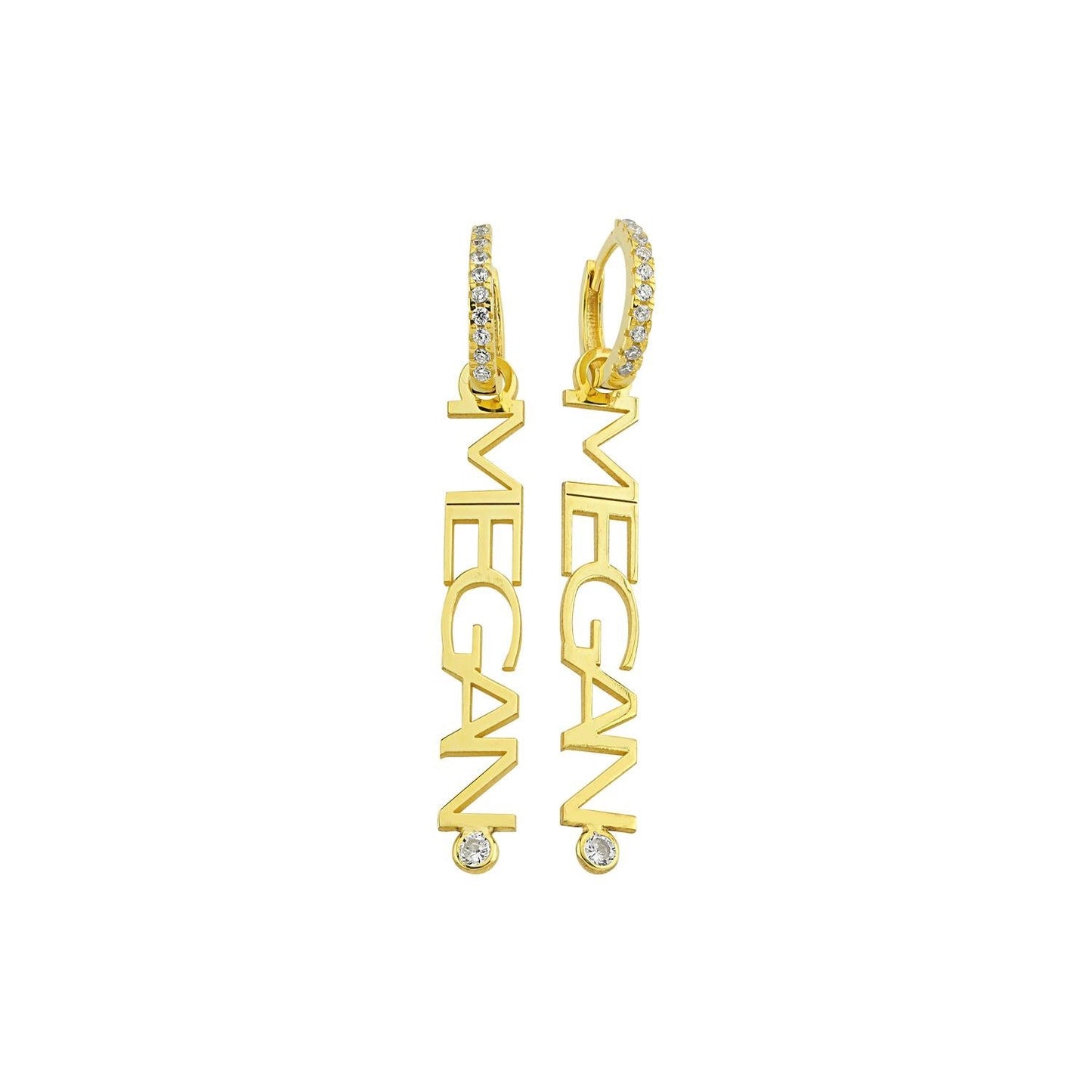 Custom Name Huggie Vertical Earrings JEWELRY The Sis Kiss