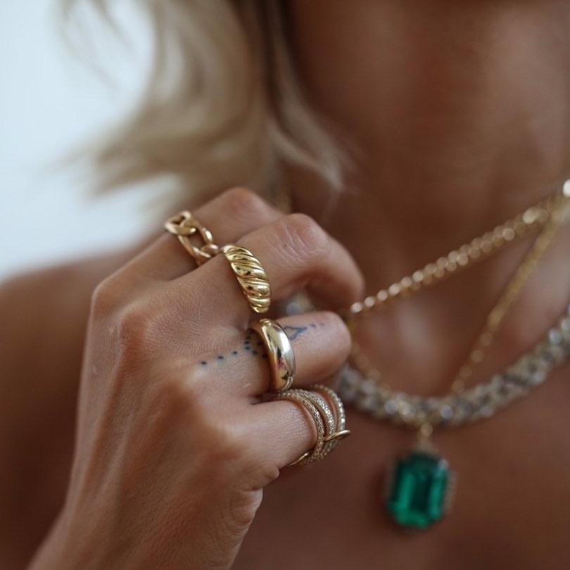 Dome and Twist Gold Rings JEWELRY The Sis Kiss