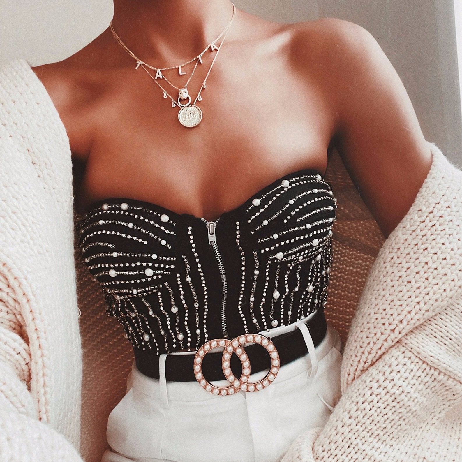 It’s All in a Name™ Personalized Necklace JEWELRY The Sis Kiss Gold with Crystals