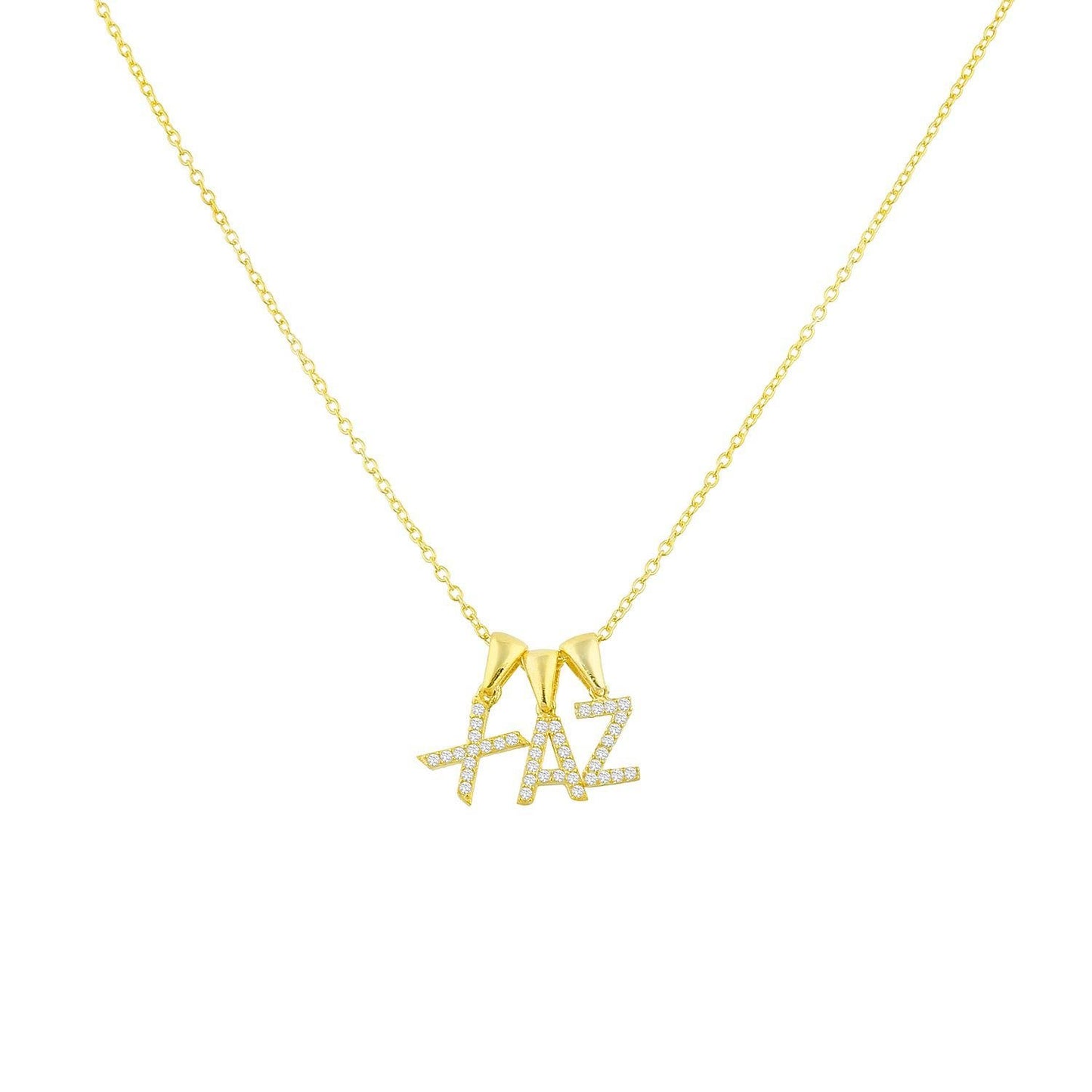 Custom Layered Initial Necklace JEWELRY The Sis Kiss Three Initials Gold No Crystals