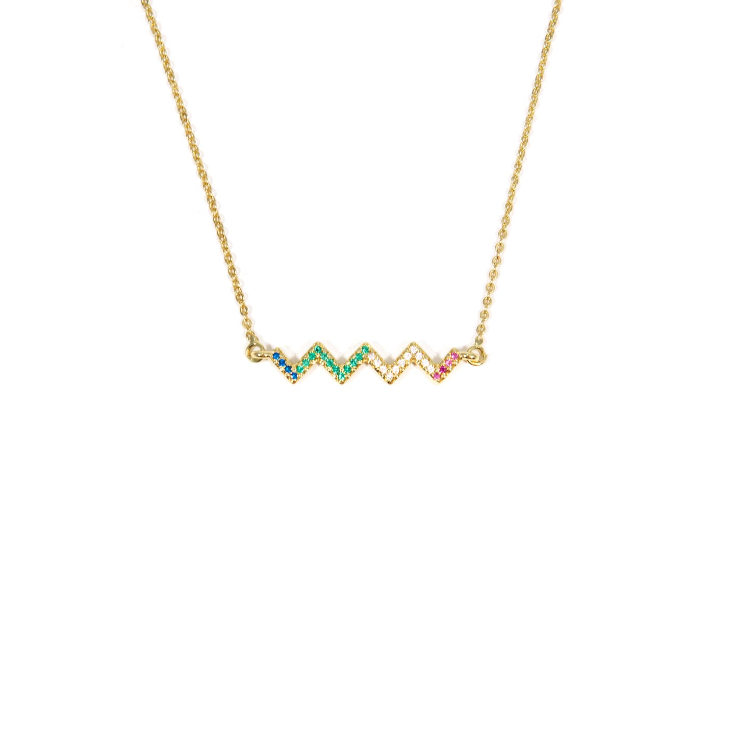 Rainbow ZigZag Necklace JEWELRY The Sis Kiss
