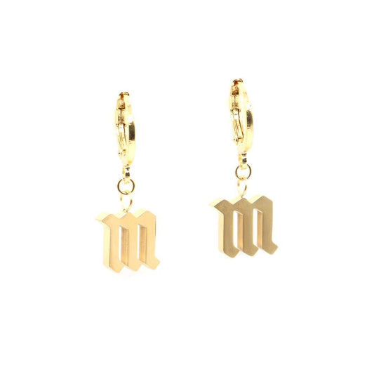 Gothic Initial Huggie Earrings JEWELRY The Sis Kiss