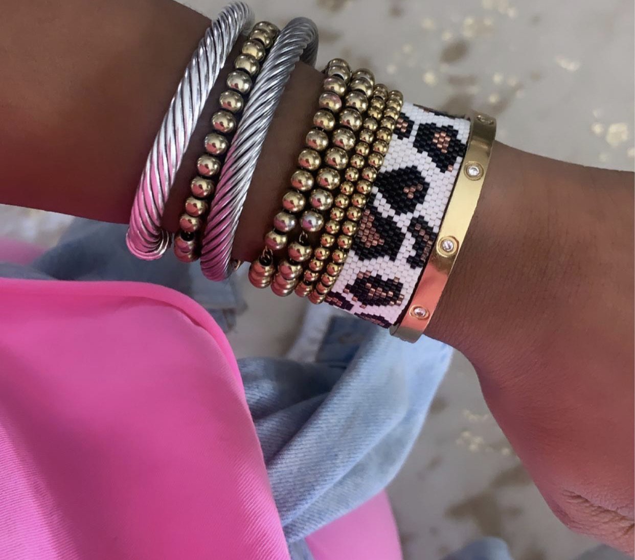 Leopard Beaded Adjustable Bracelets JEWELRY The Sis Kiss