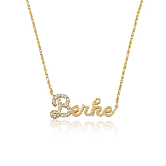 Custom Crystal Accent Script Necklace JEWELRY The Sis Kiss