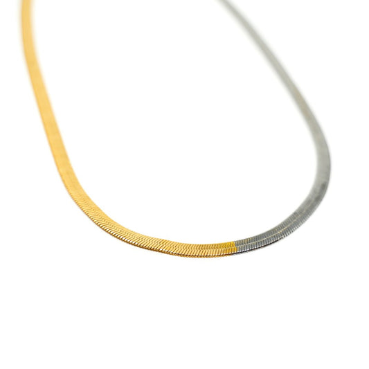 Mixed Metal Herringbone Necklace JEWELRY The Sis Kiss