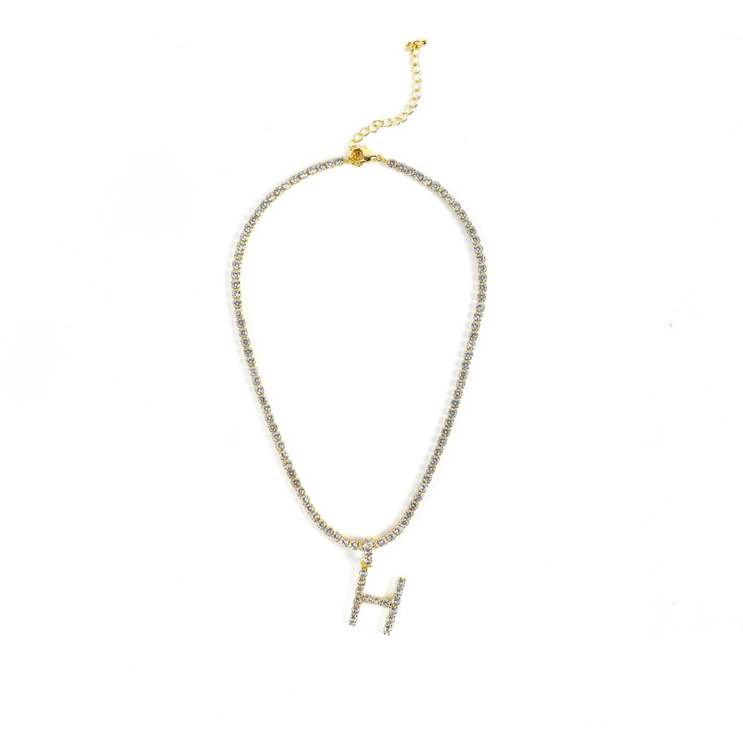 Tennis Chain and Initial Choker JEWELRY The Sis Kiss