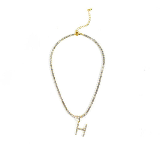 Tennis Chain and Initial Choker JEWELRY The Sis Kiss