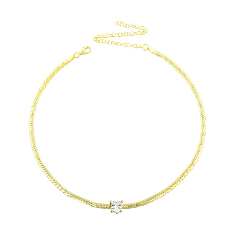 Single Heart Choker JEWELRY The Sis Kiss Clear