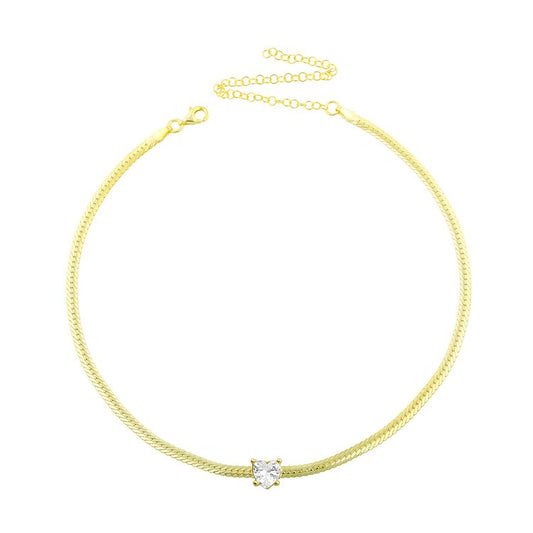 Single Heart Choker JEWELRY The Sis Kiss Clear