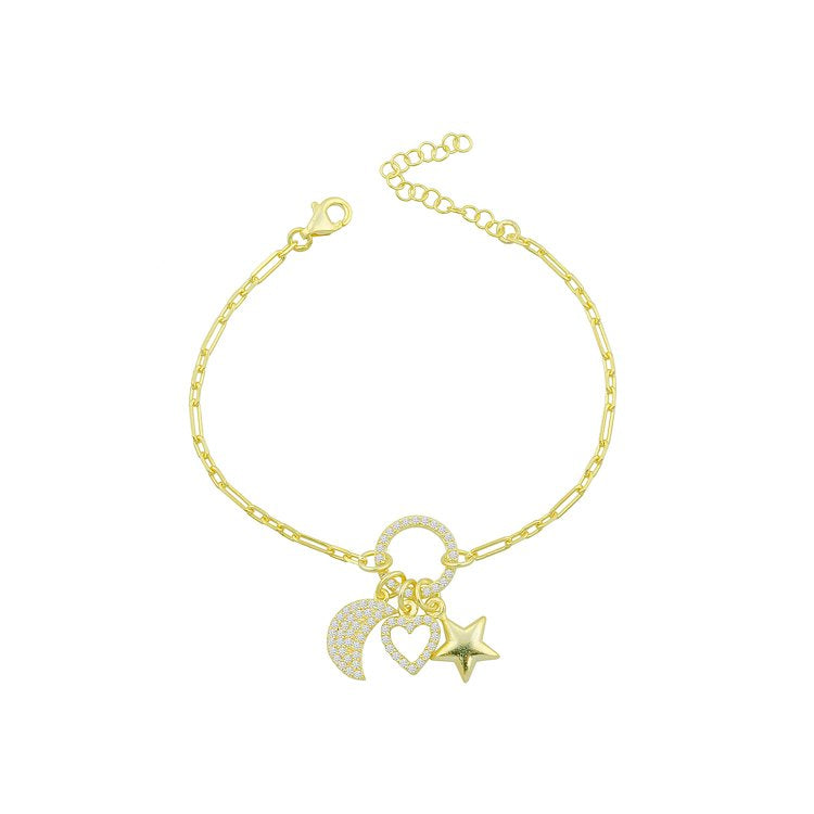 Adorable Yellow Gold Star Charm Bracelet