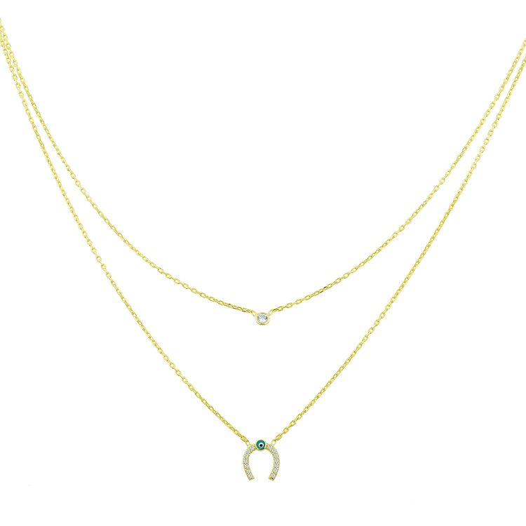 Doubled Charm Necklaces necklace The Sis Kiss Horseshoe