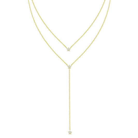 Triple Star Lariat Necklace necklace The Sis Kiss