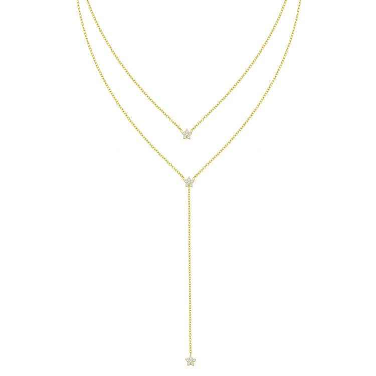Triple Star Lariat Necklace necklace The Sis Kiss
