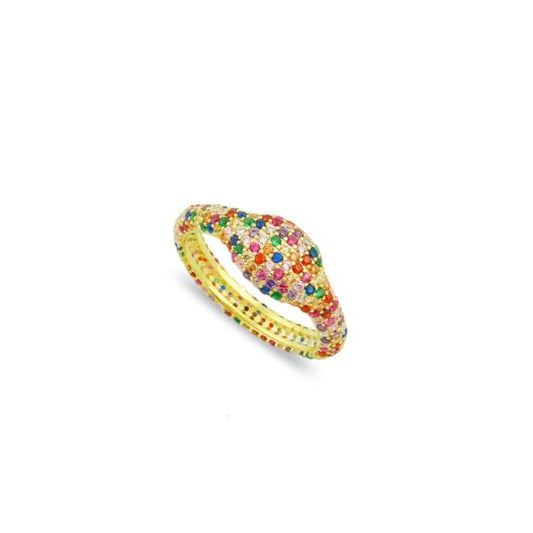 Pave Crystal Rainbow Pinky Ring JEWELRY The Sis Kiss