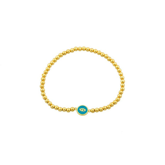 Evil Eye and Gold Bead Stretch Bracelet JEWELRY The Sis Kiss
