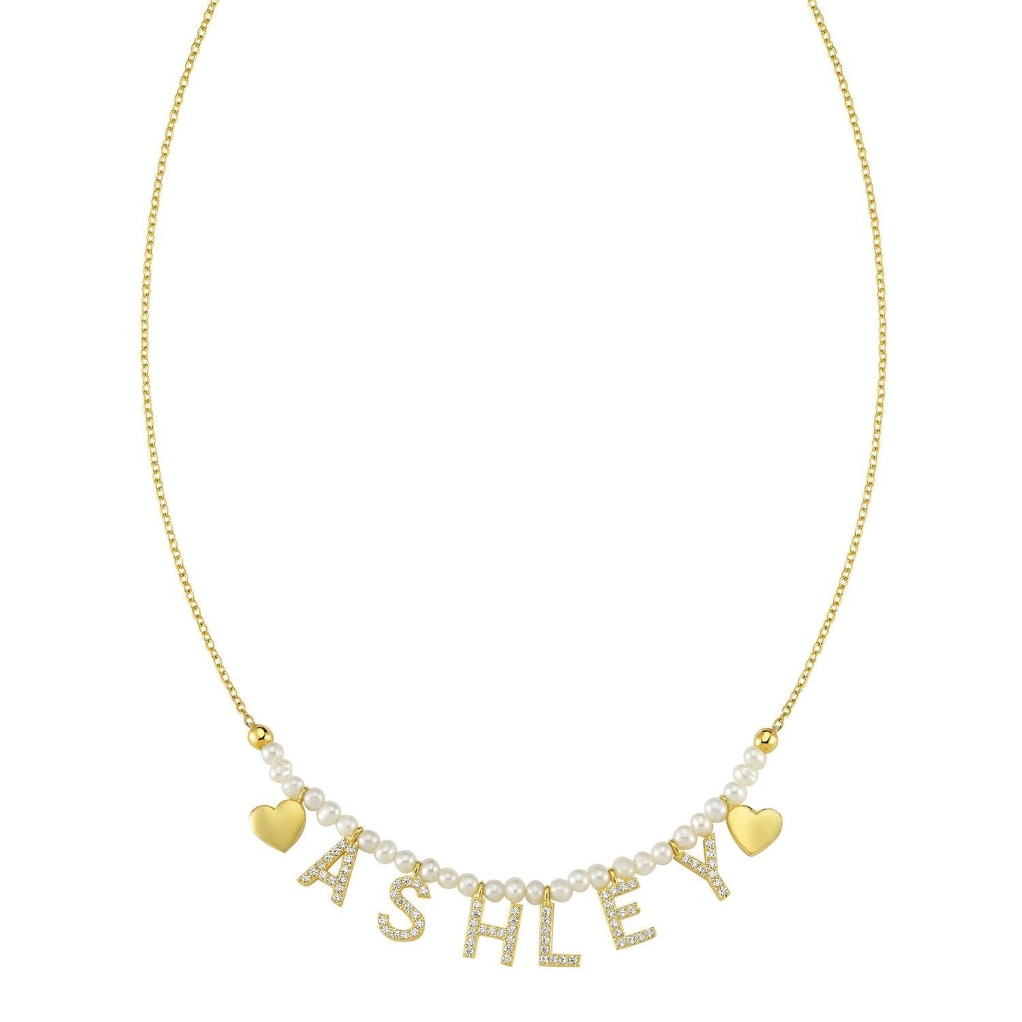NON CUSTOMIZABLE Pearl, Gold It's All in a Name™ Necklace Ready to Ship JEWELRY The Sis Kiss