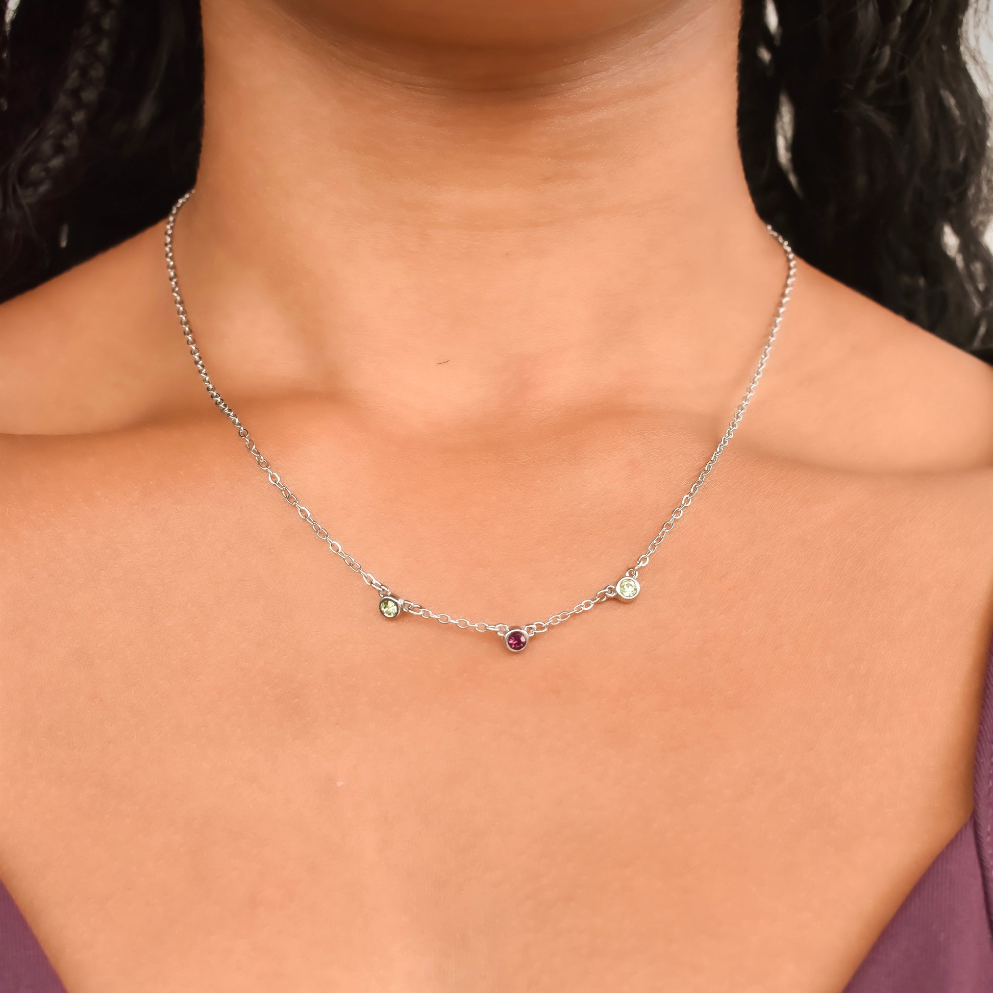 Custom Birthstone Strand Necklace Necklaces Rena 