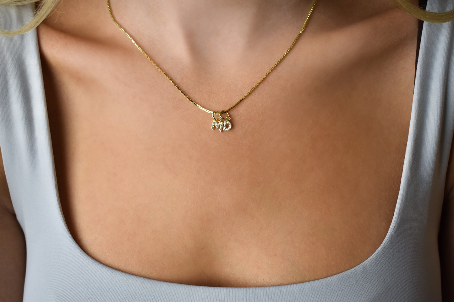 Custom Mini Initial Charm Necklace Sis Kiss 