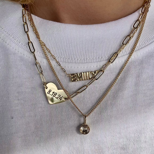 Custom Engraved Heart Paperclip Necklace Necklaces Joyce 