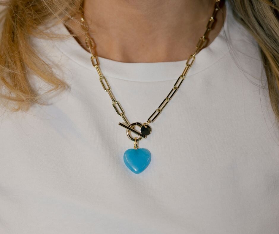 Palm Beach Stone Heart Azure Blue Charms & Pendants Joyce 